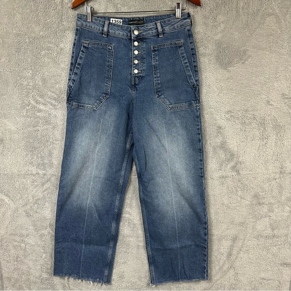 Sanctuary Denim - Sanctuary Denim High Rise Button Fly Crop Jeans Size 30 Raw Hem Barrel Fit
